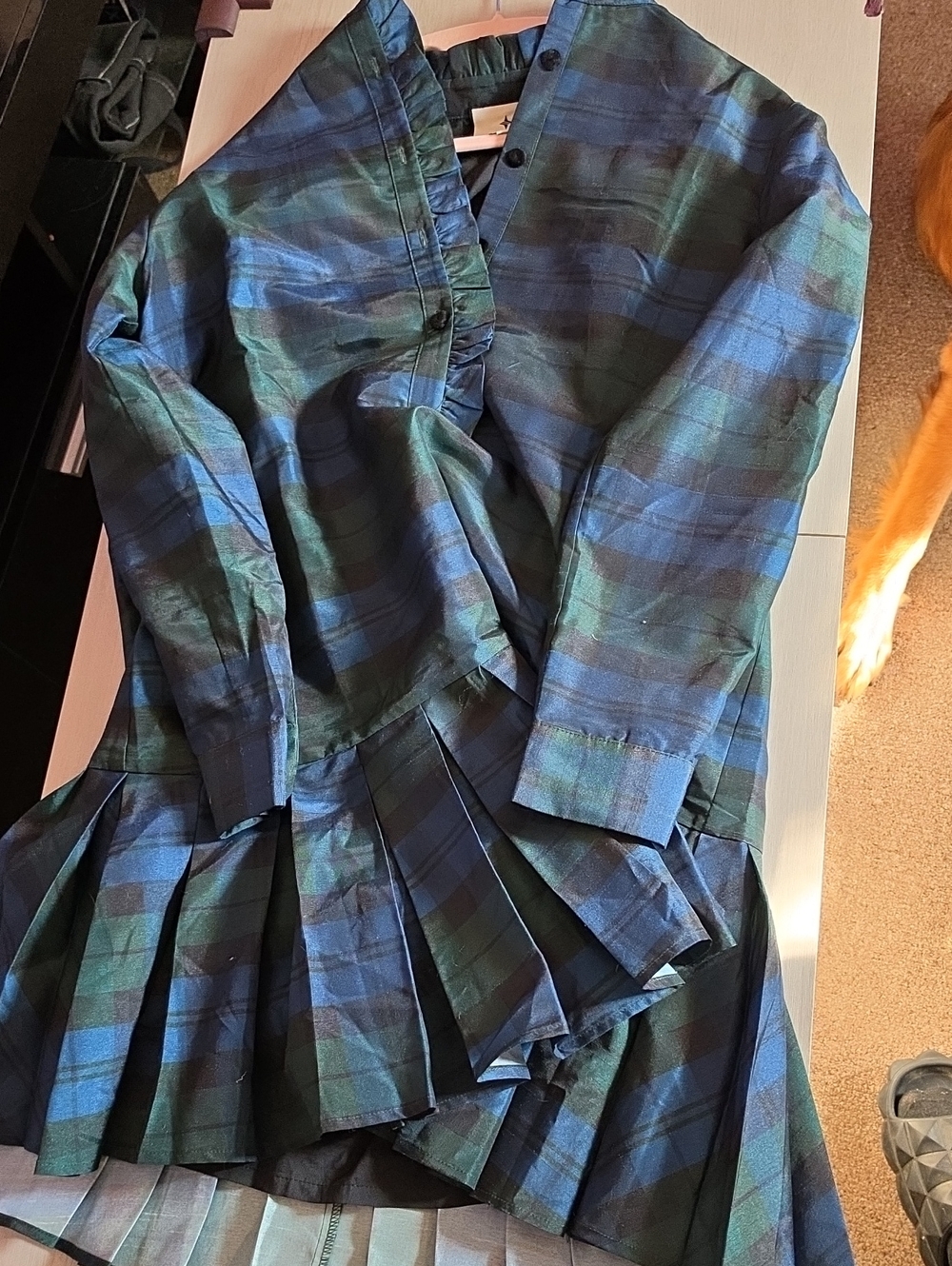 Tuckernuck Blue and Green Plaid Ruffle Dress